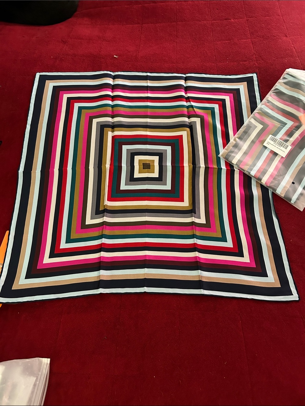 Colorful Silk Striped Square Scarf